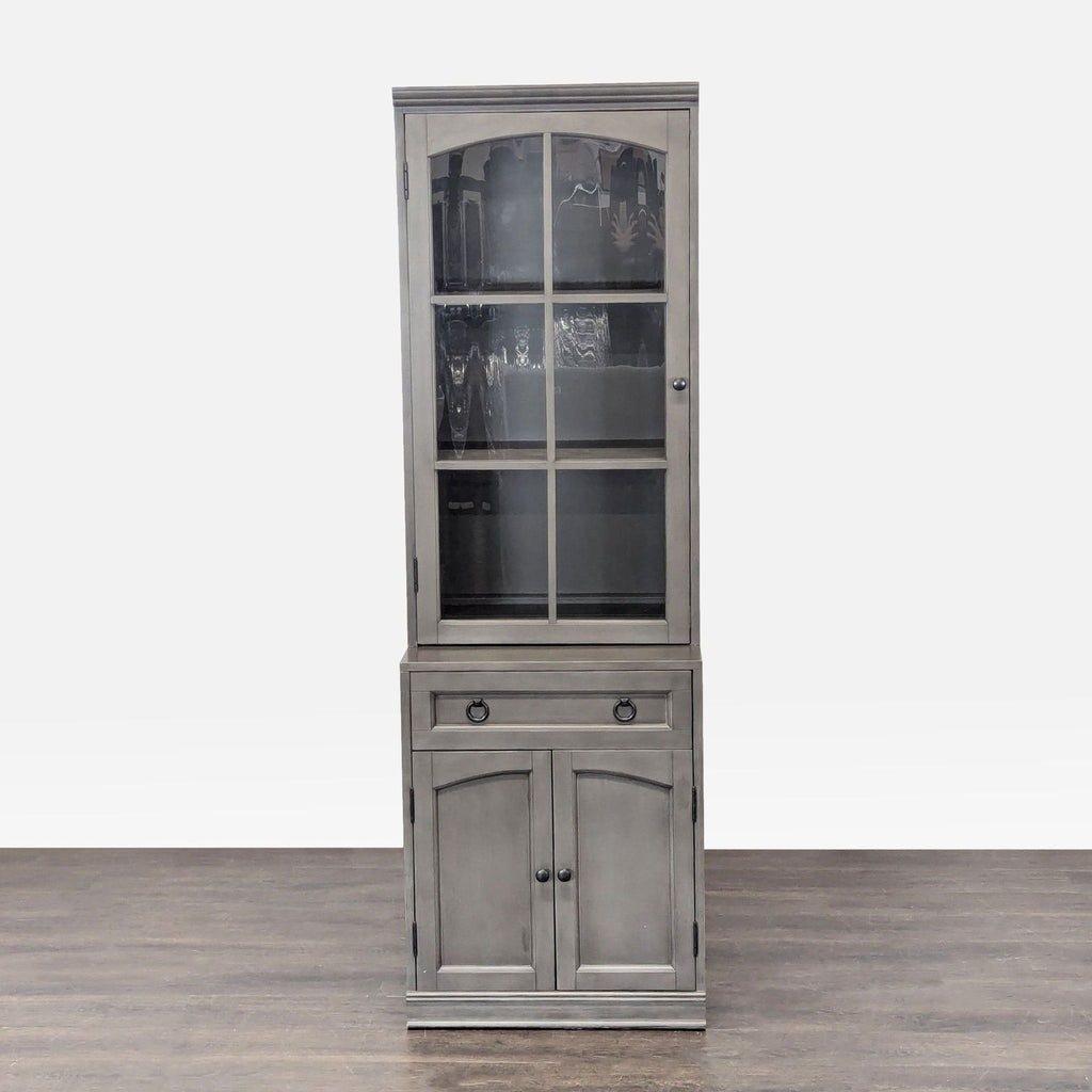 One Drawer Hutch with Glass Doors and Bottom Cabinet