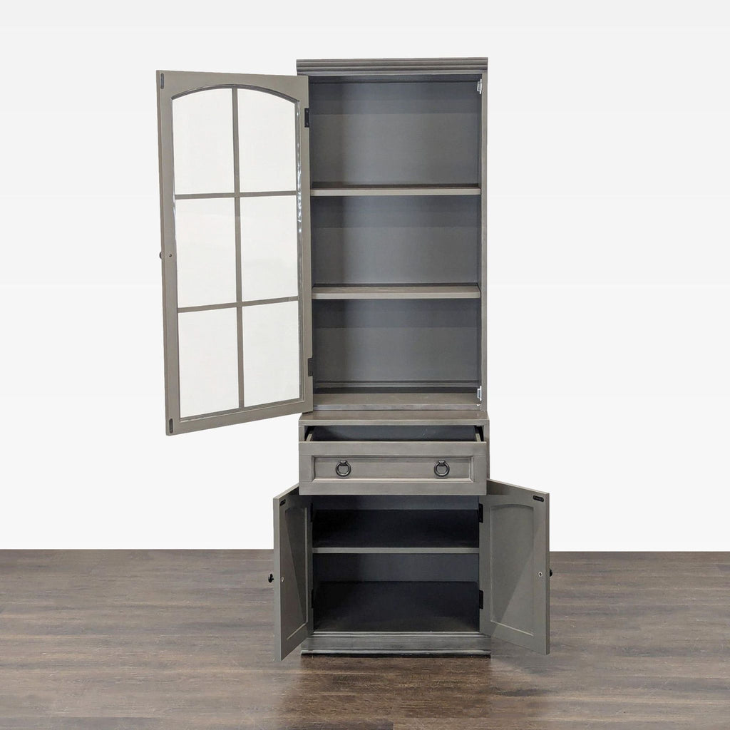 One Drawer Hutch with Glass Doors and Bottom Cabinet