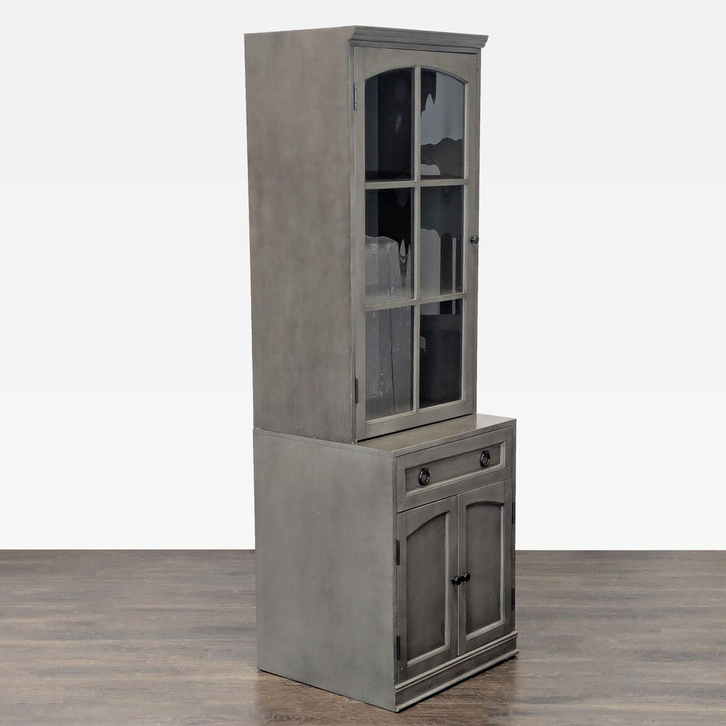 One Drawer Hutch with Glass Doors and Bottom Cabinet