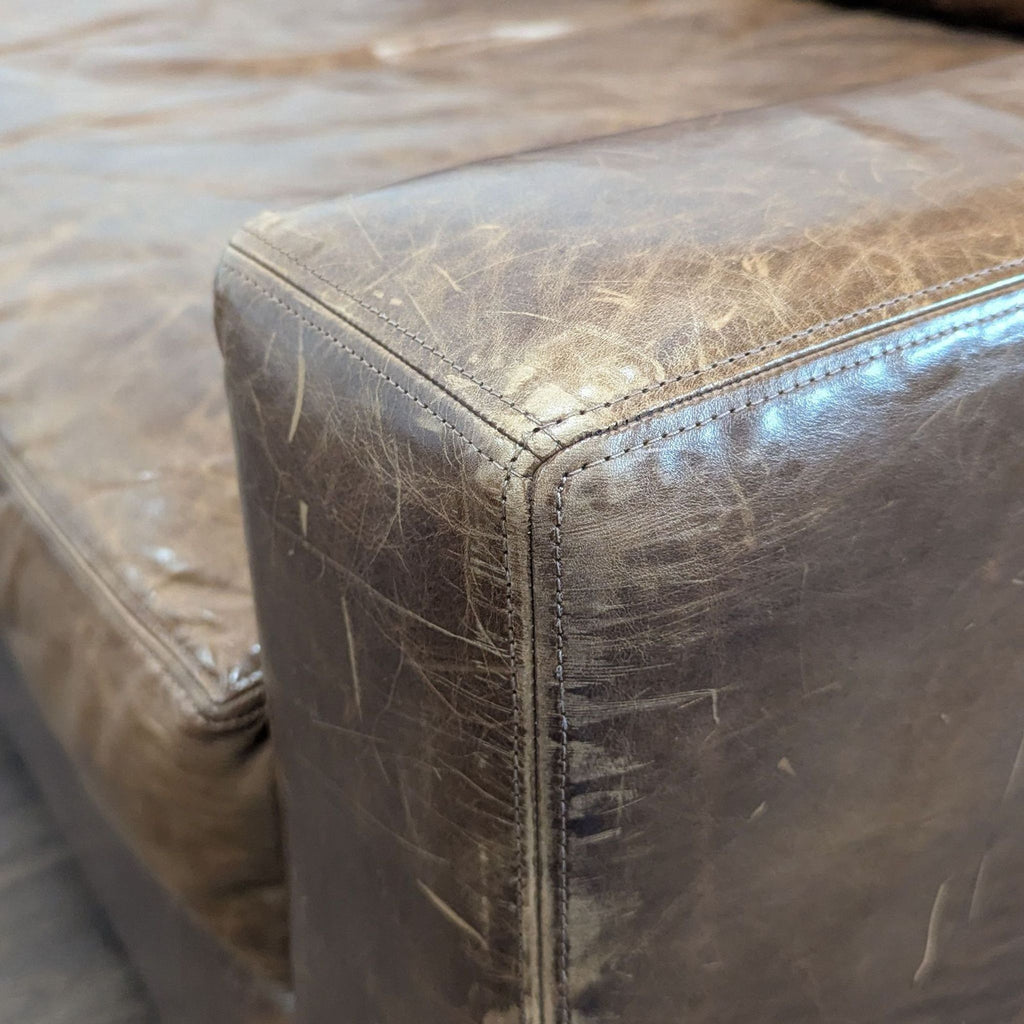 Thrive Furniture Brown Leather 3-Seat Sofa