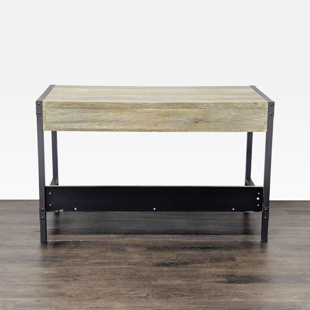 Rustic Industrial Desk with 2 Drawers and Lower Shelf Storage