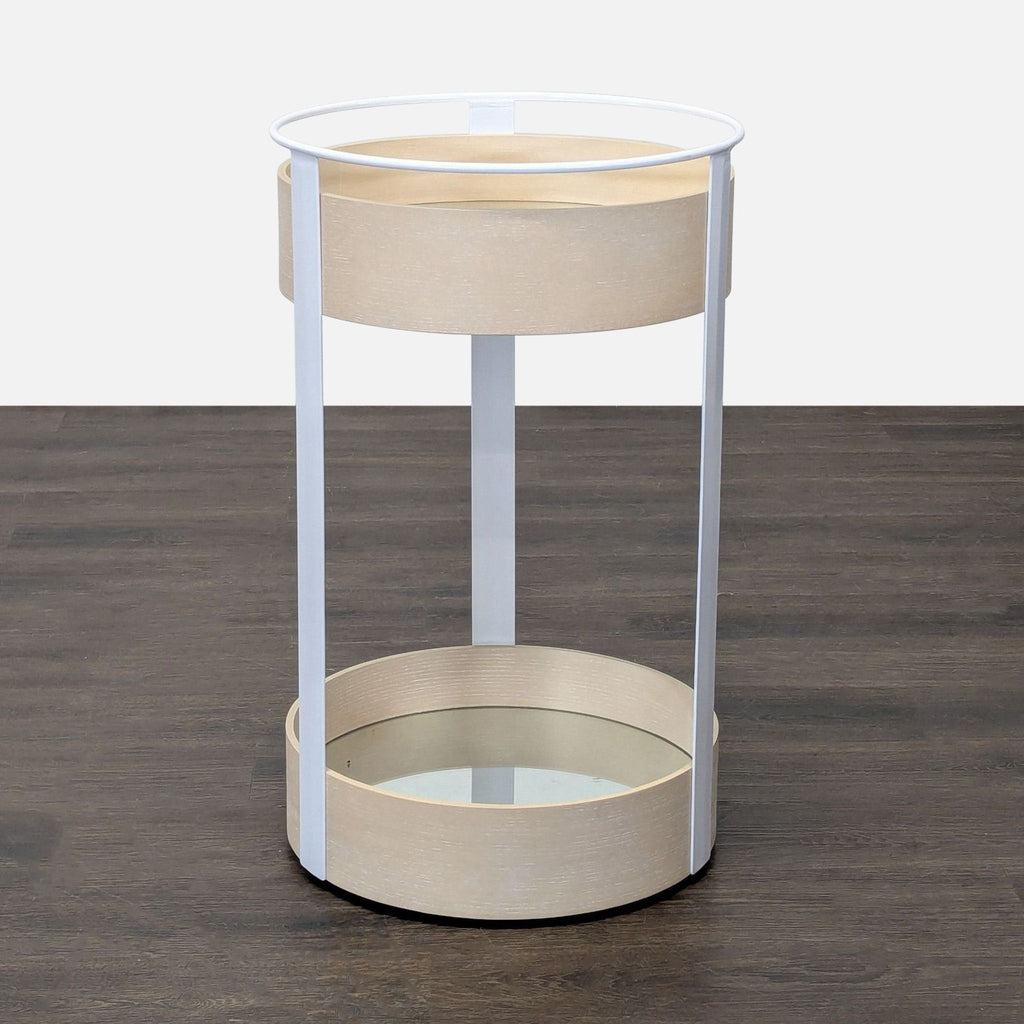 Wood, Metal, and Glass Accent table