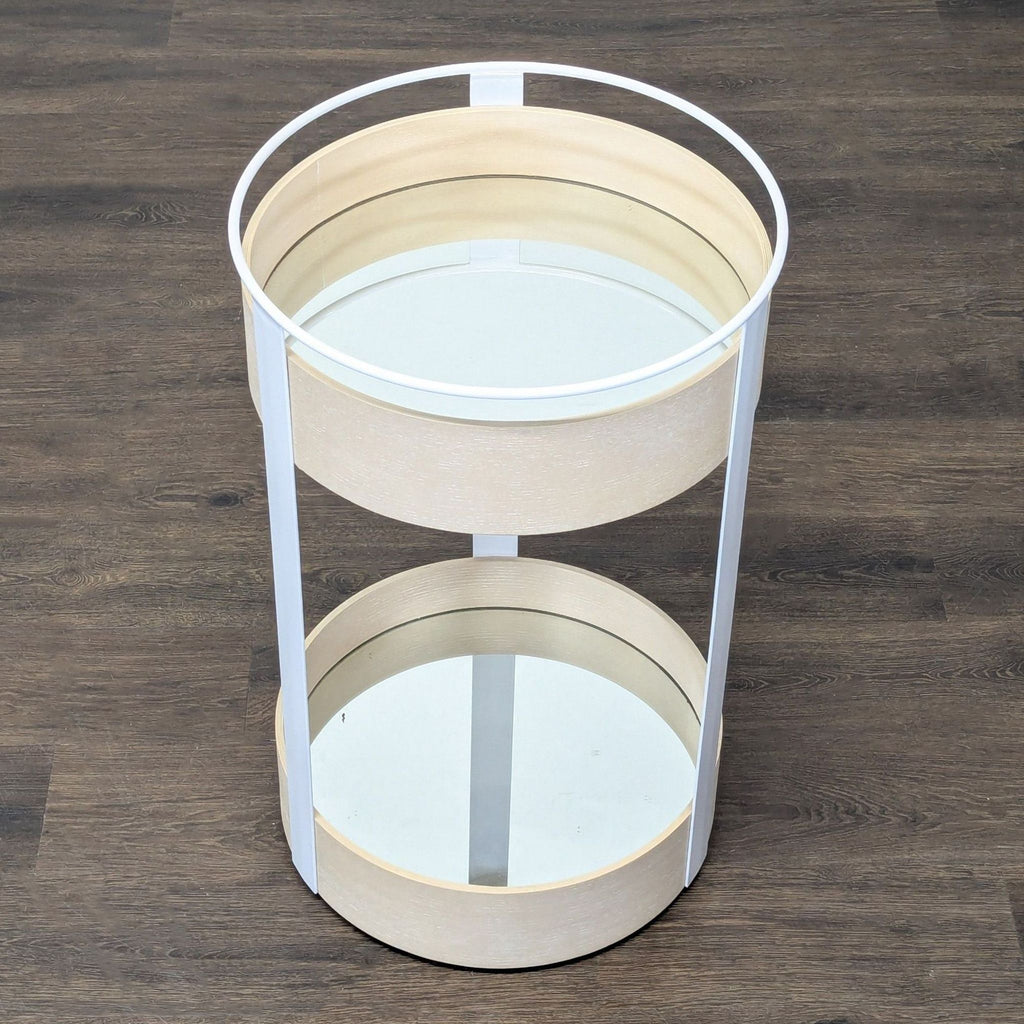 Wood, Metal, and Glass Accent table