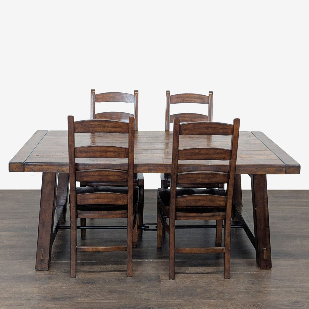 Pottery Barn Benchwright Rustic Wood Extendable Dining Table with 4 Wynn Chairs