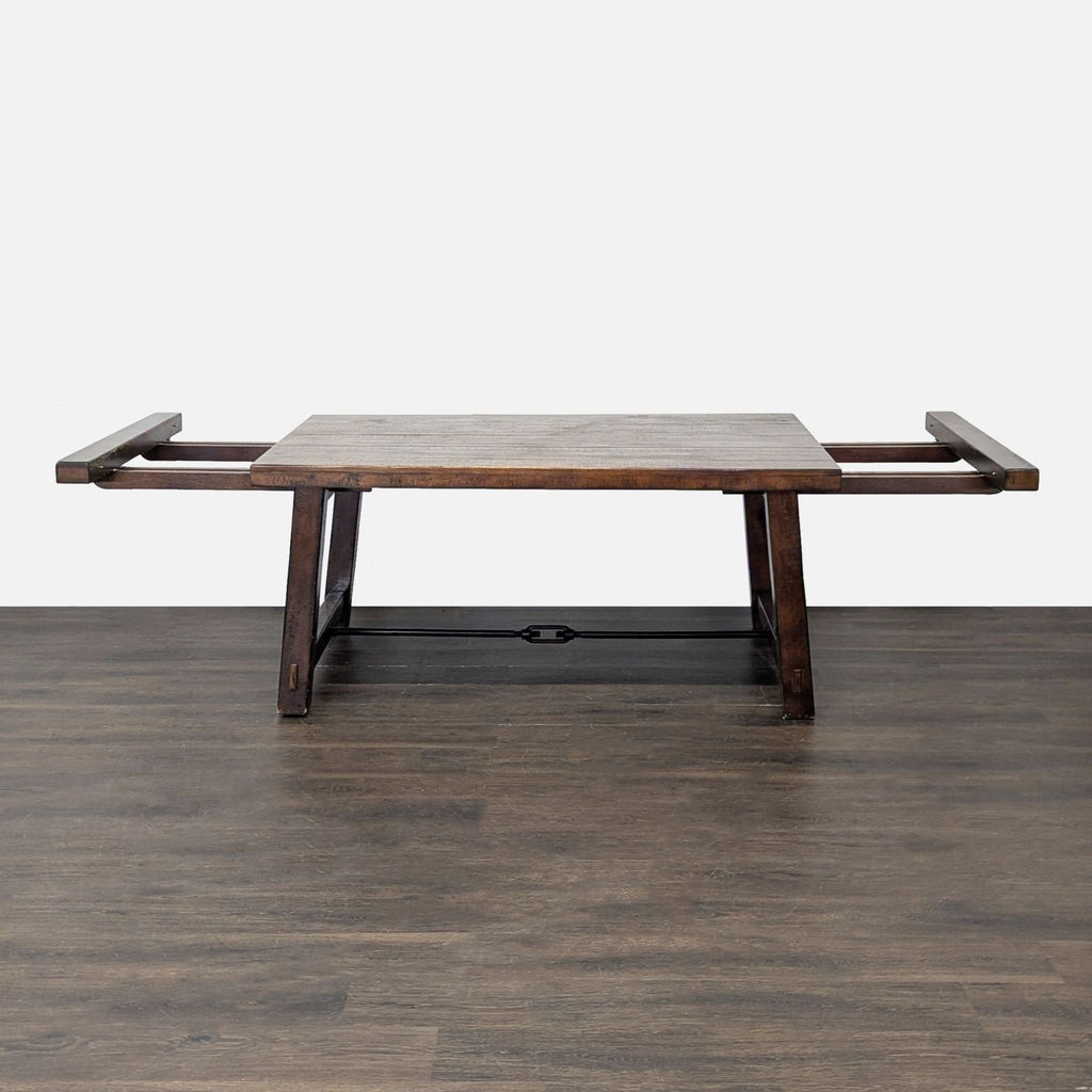 Pottery Barn Benchwright Rustic Wood Extendable Dining Table with 4 Wynn Chairs