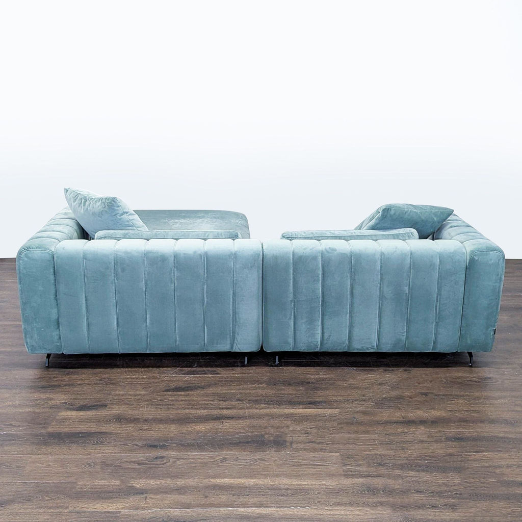 Rove Concepts Modern Light Blue Velvet Sectional Sofa with Ottoman - Accepted Offer (28.10% discount)