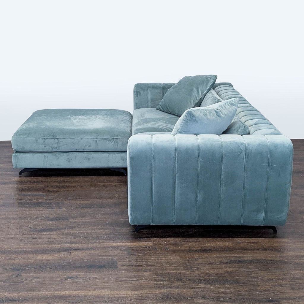 Rove Concepts Modern Light Blue Velvet Sectional Sofa with Ottoman - Accepted Offer (28.10% discount)