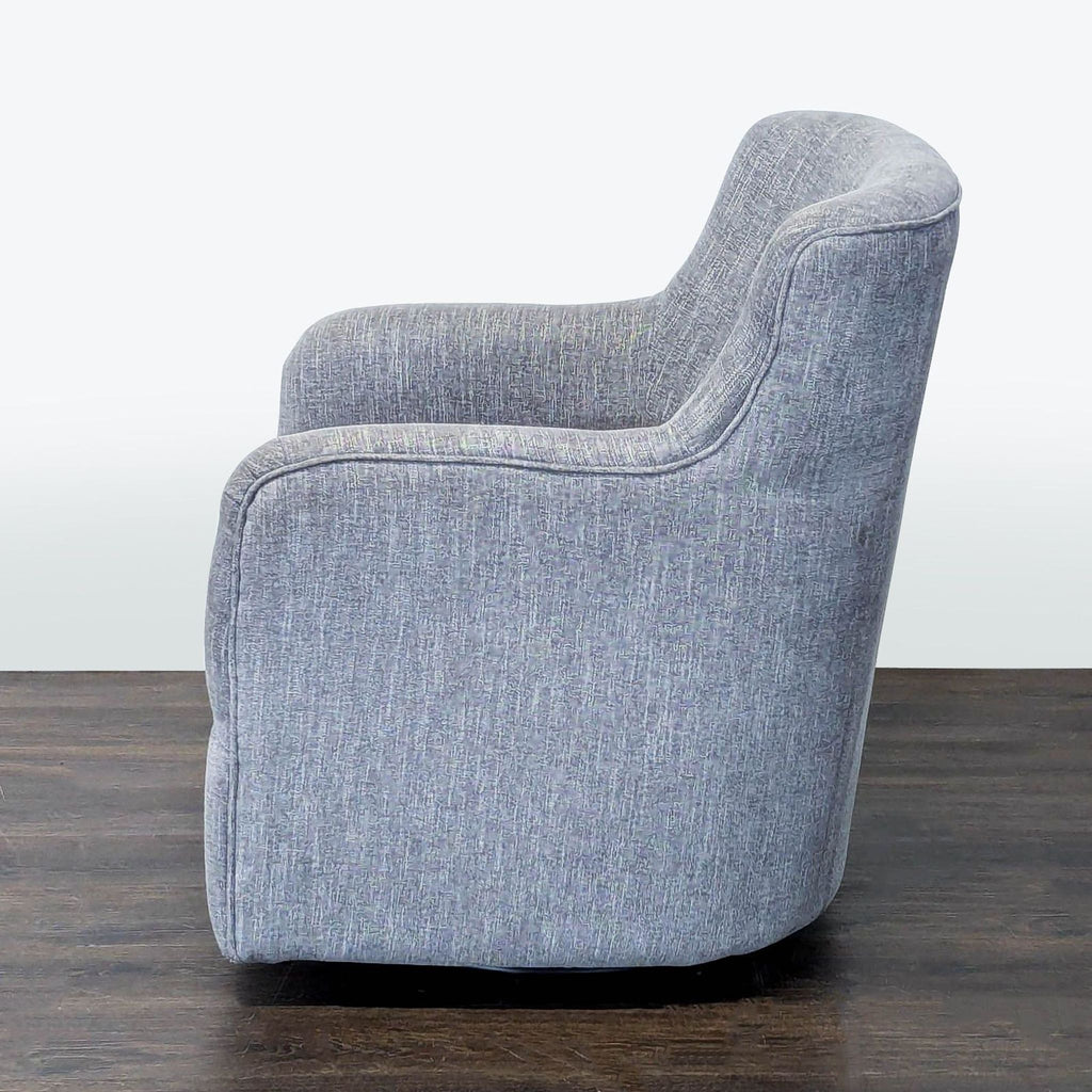 Modern Grey Fabric Swivel Lounge Chair with Button Detail