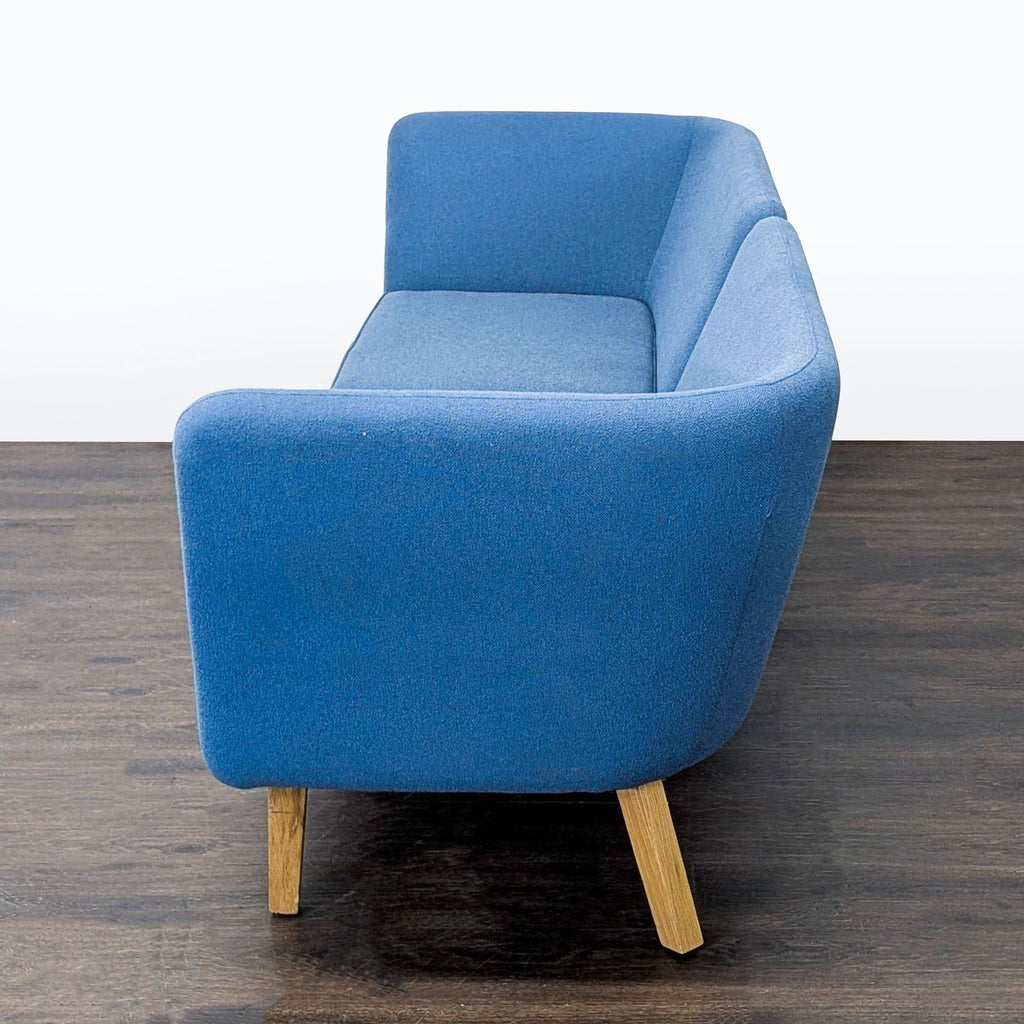 Knoll Rockwell Unscripted Modern Blue Sectional Sofa with Wood Legs
