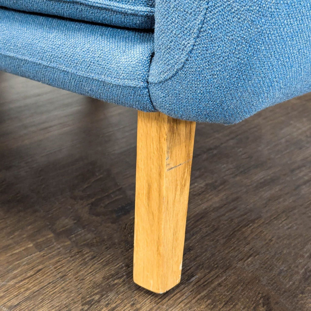 Knoll Rockwell Unscripted Modern Blue Sectional Sofa with Wood Legs