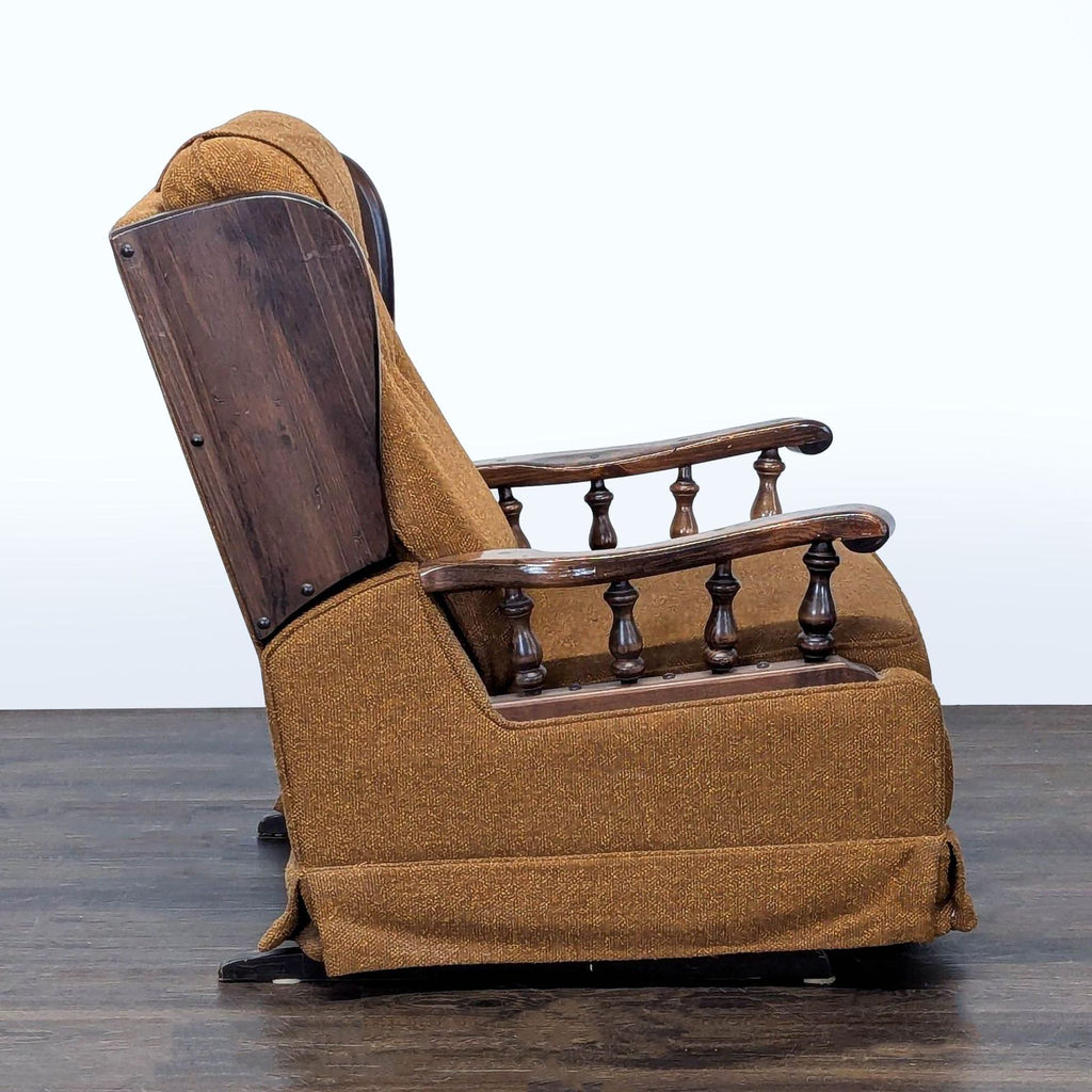 Vintage Mid-Century Platform Rocker Recliner with Wood Spindle Arms