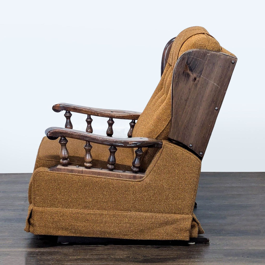 Vintage Mid-Century Platform Rocker Recliner with Wood Spindle Arms