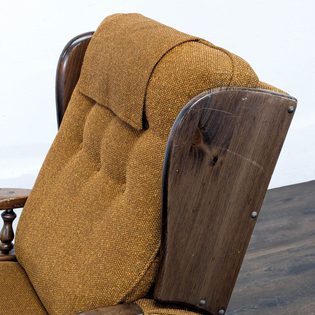 Vintage Mid-Century Platform Rocker Recliner with Wood Spindle Arms