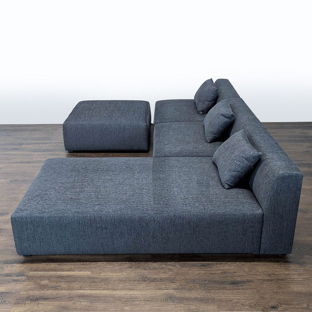 Maiden Home Breuer Modern Dark Gray Sectional with Ottoman and Pillows