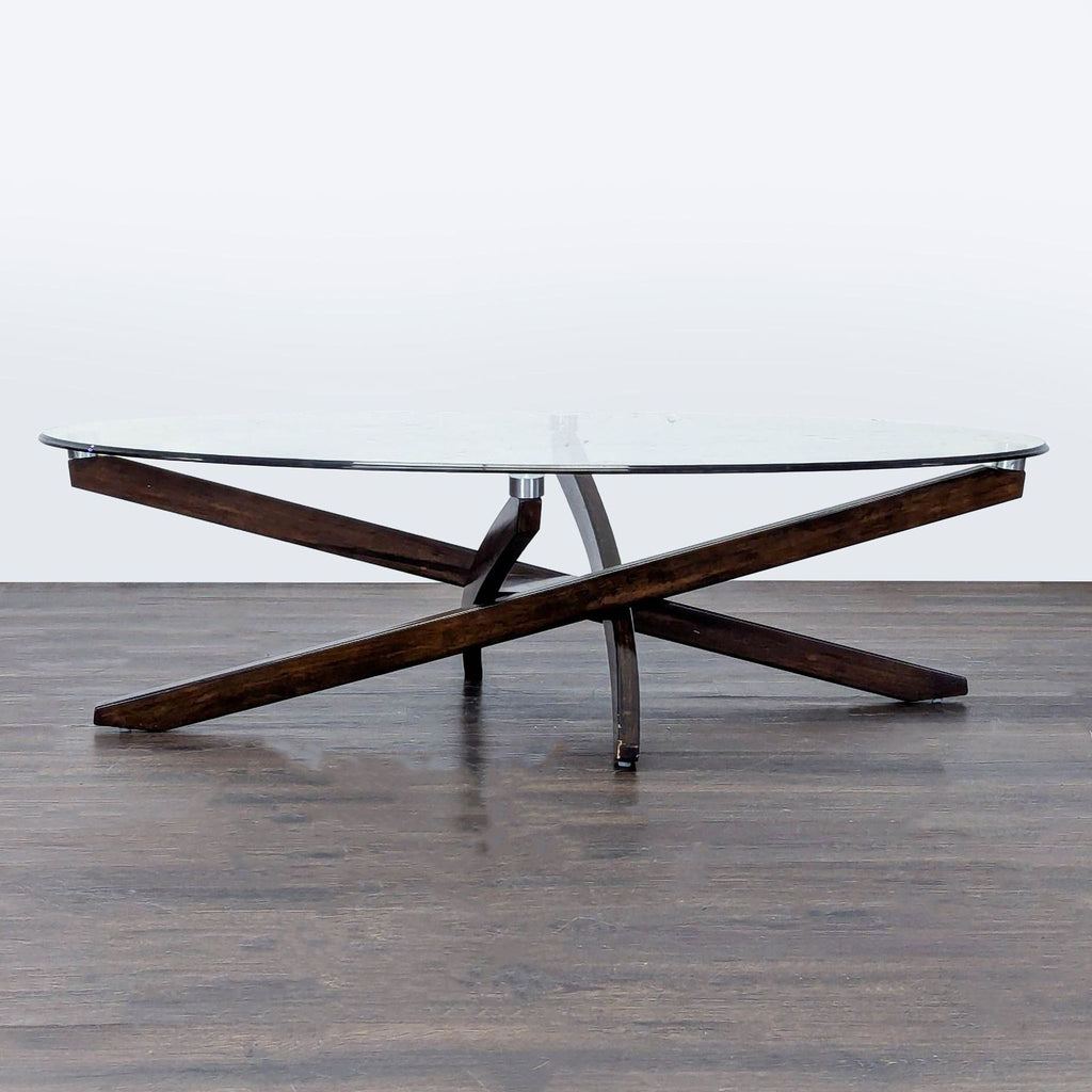 Mid-Century Modern Style Glass Top Coffee Table