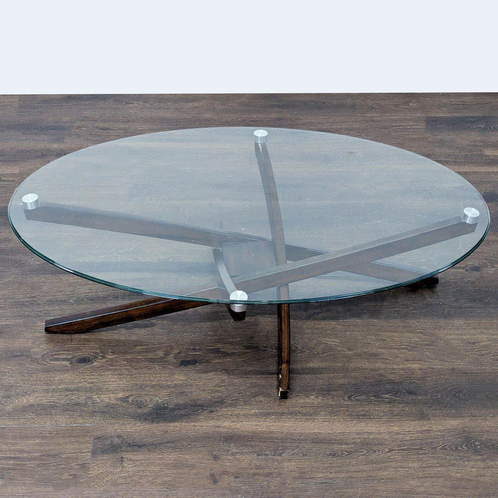 Mid-Century Modern Style Glass Top Coffee Table