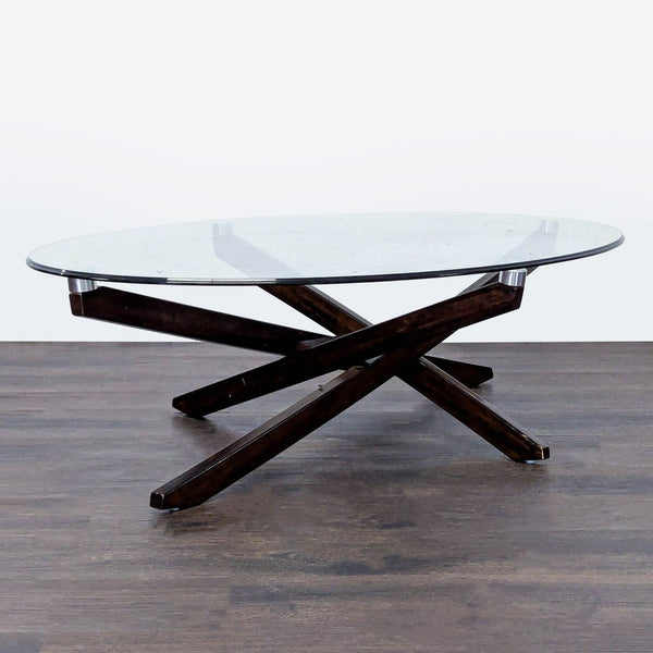 Mid-Century Modern Style Glass Top Coffee Table