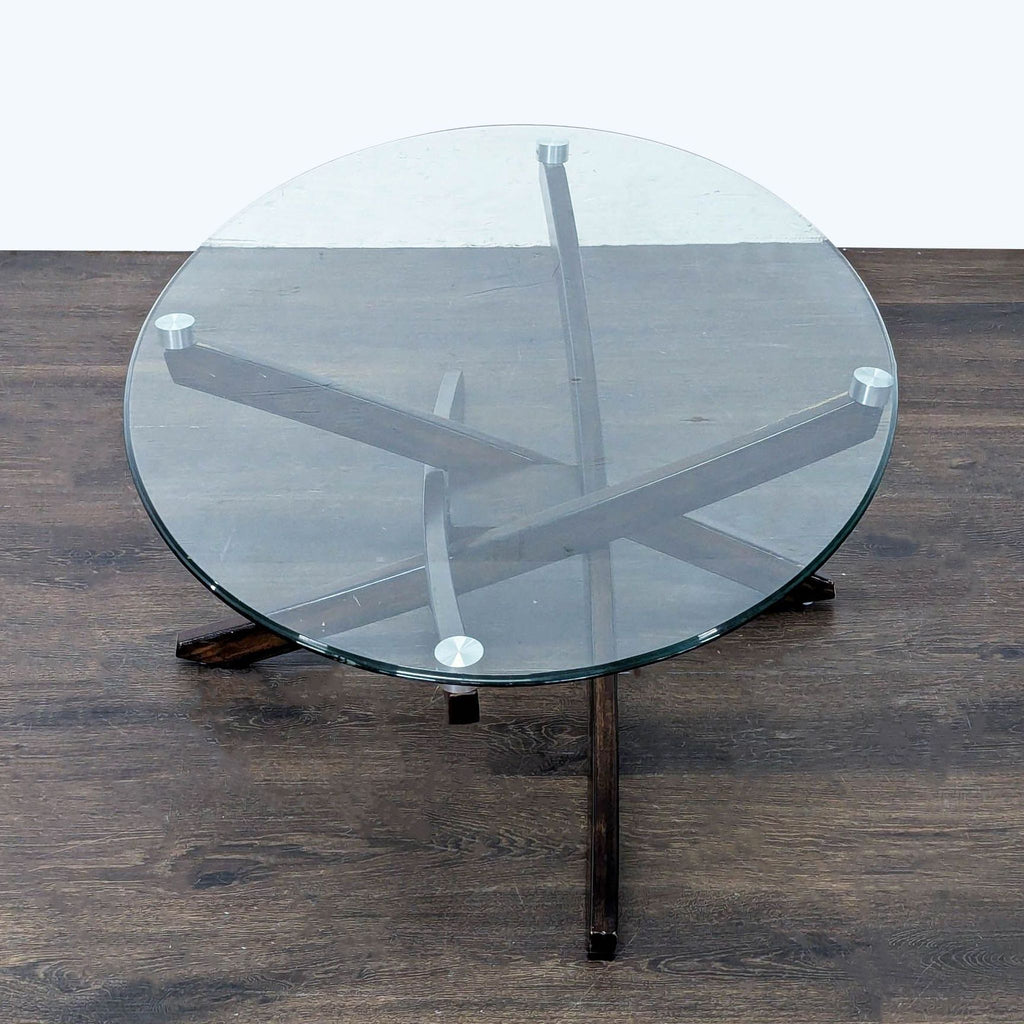 Mid-Century Modern Style Glass Top Coffee Table