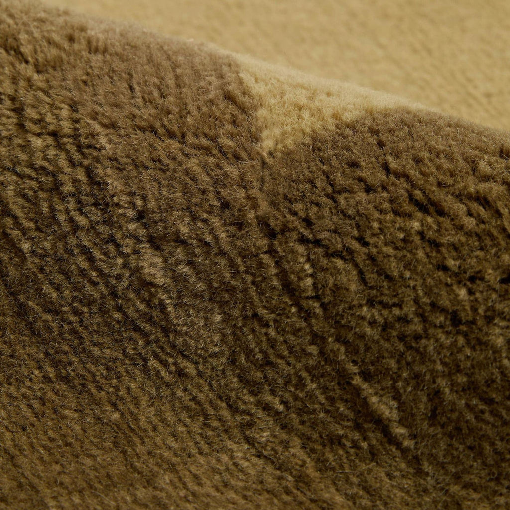 Lulu and Georgia rug in beige and brown, soft wool with simple, stylish border pattern for versatile spaces.