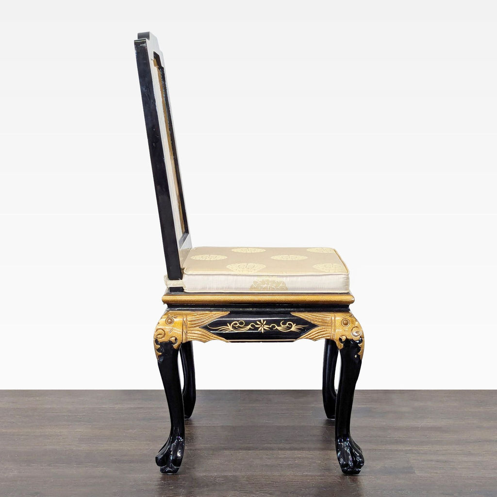 China Furniture Online Gold Lacquered Desk with Hand-Painted Cranes and Drawers
