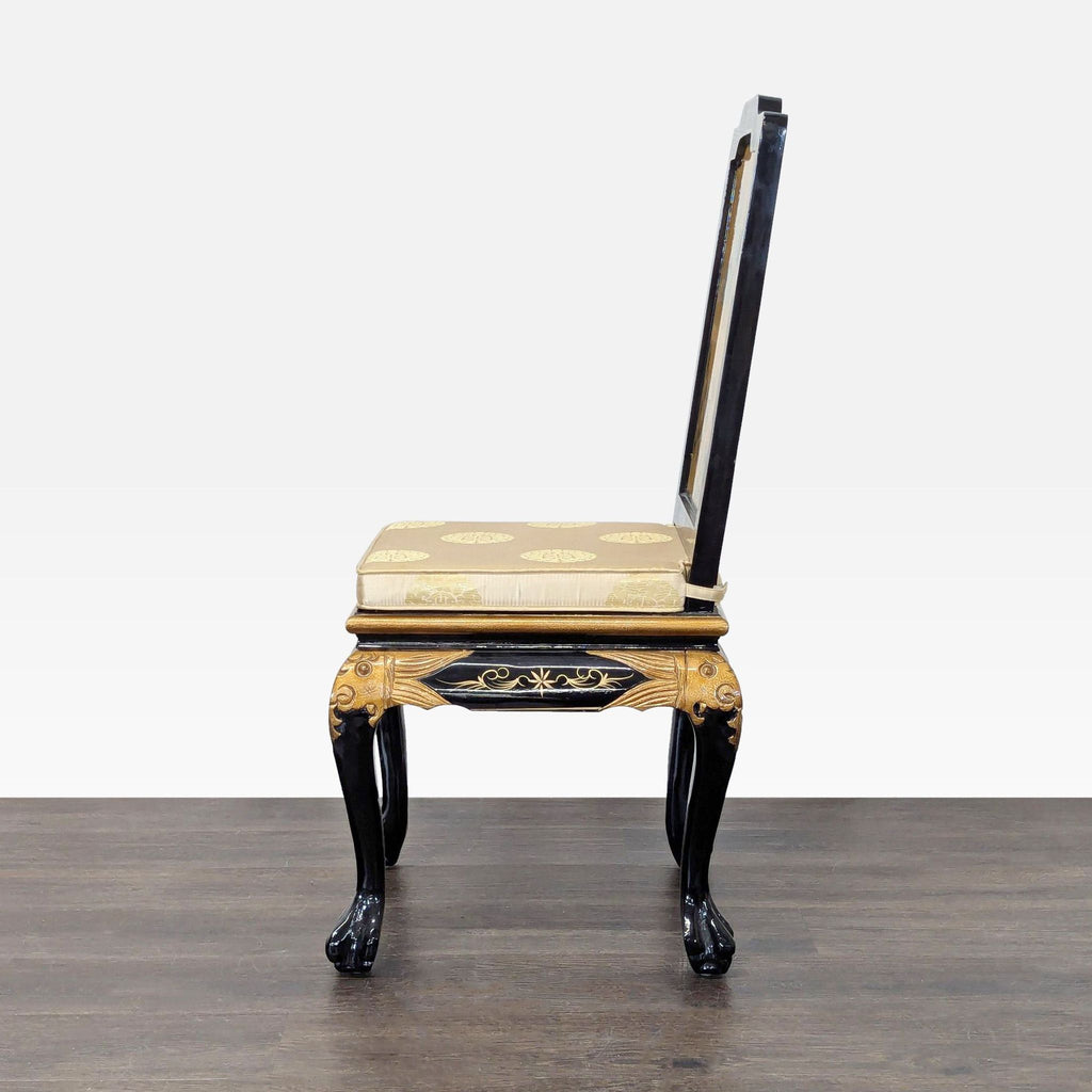 China Furniture Online Gold Lacquered Desk with Hand-Painted Cranes and Drawers