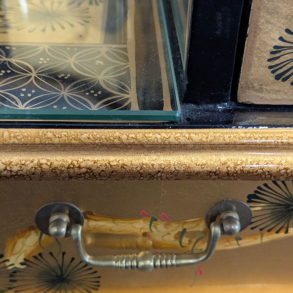 China Furniture Online Gold Lacquered Desk with Hand-Painted Cranes and Drawers