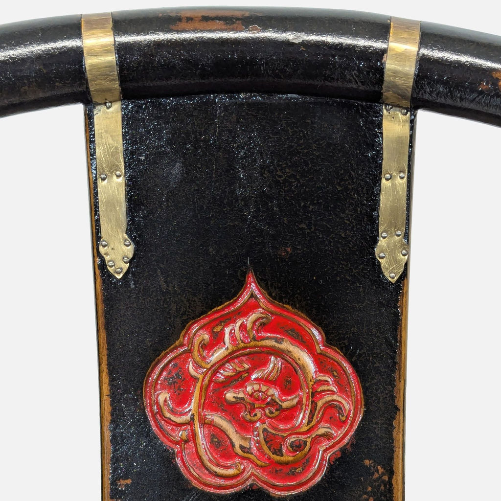 Chinese Folding Horseshoe Prayer Lounge Chair with Red and Gold Accents - Accepted Offer (25.00% discount)