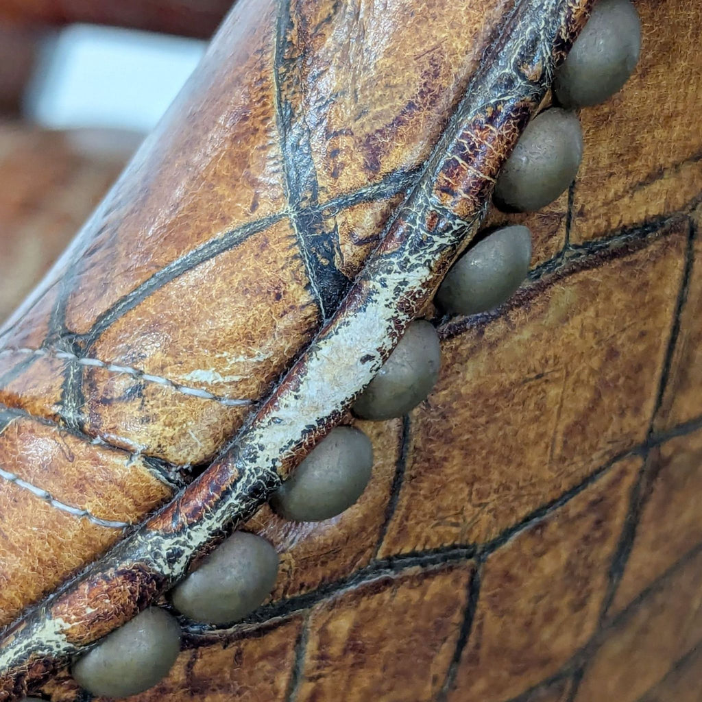 Brown Alligator Leather Lounge Chair with Wooden Legs