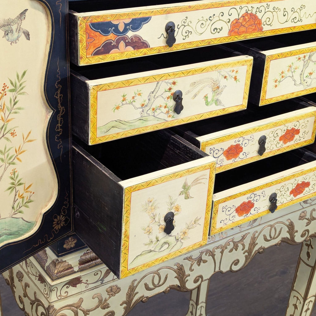 Vintage Chinoiserie Lacquered Jewelry Chest