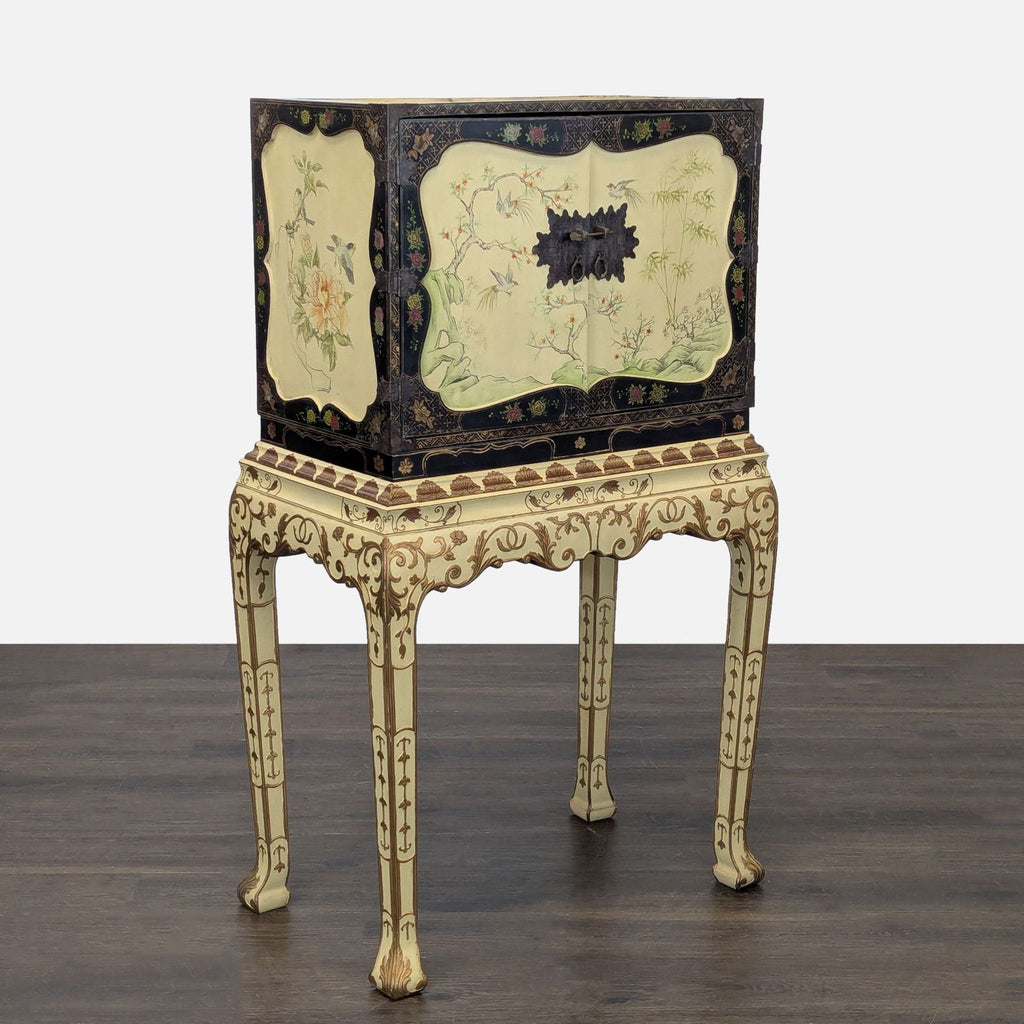 Vintage Chinoiserie Lacquered Jewelry Chest