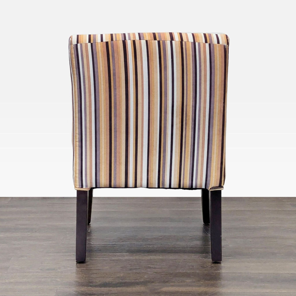 Striped Armless Lounge Chair with Wood Legs