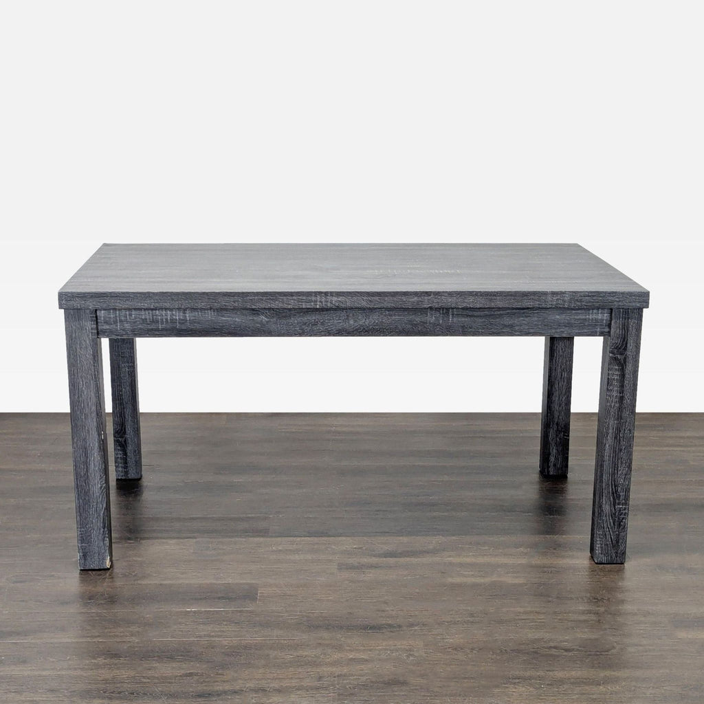 Modern Gracie Oaks dining set features sturdy gray table and beige upholstered chairs for four guests.