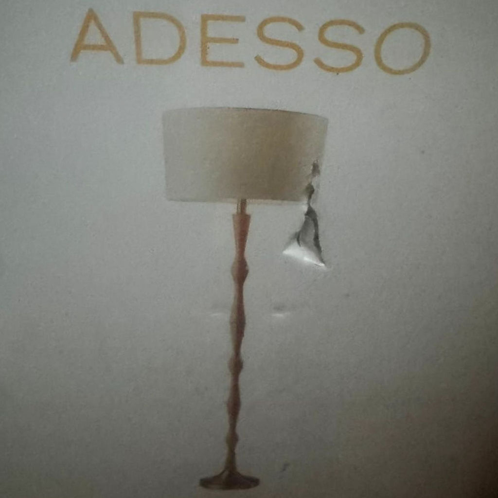 Adesso Eve Floor Lamp with Oak Wood Stand and White Shade New in Box