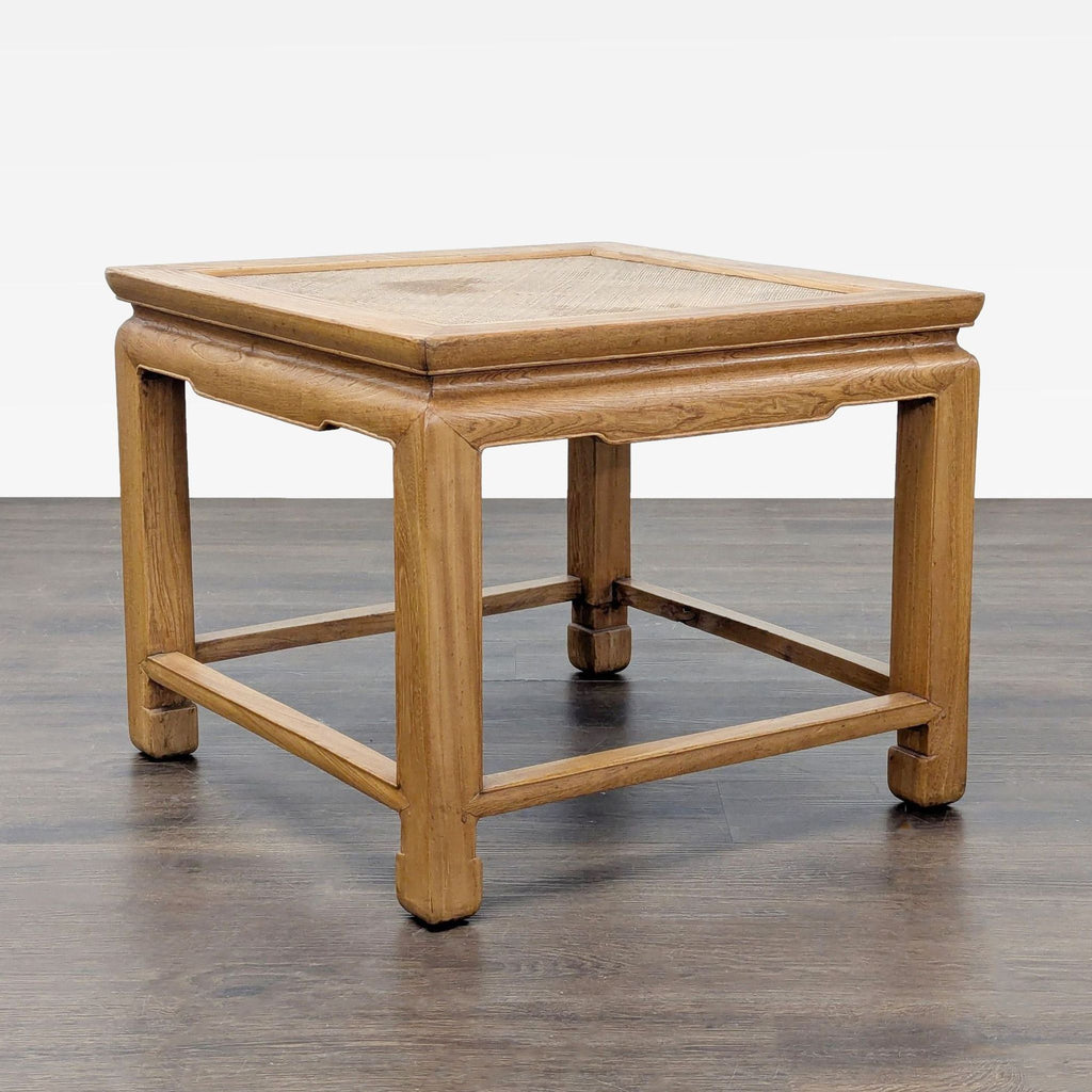 Ming Style Coffee Table with Woven Rattan Top