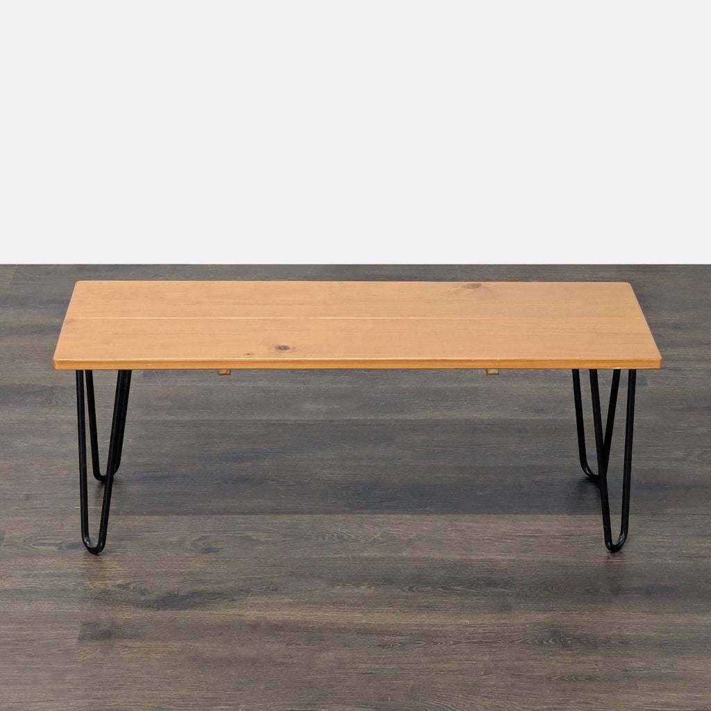 Two Plank Maple Bench on Hairpin Legs