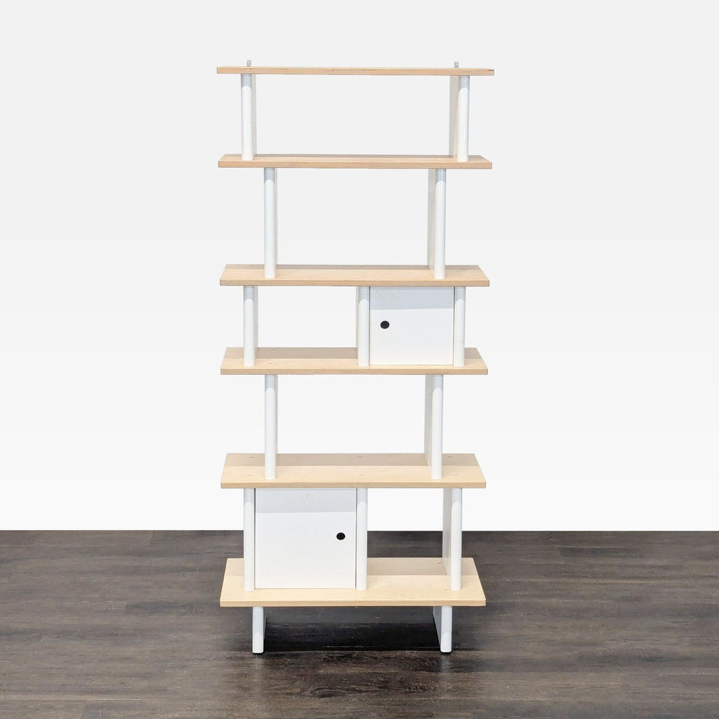 Oeuf Modern Bookshelf with White & Natural Wood Finish, 5 Shelves - Accepted Offer (33.67% discount)