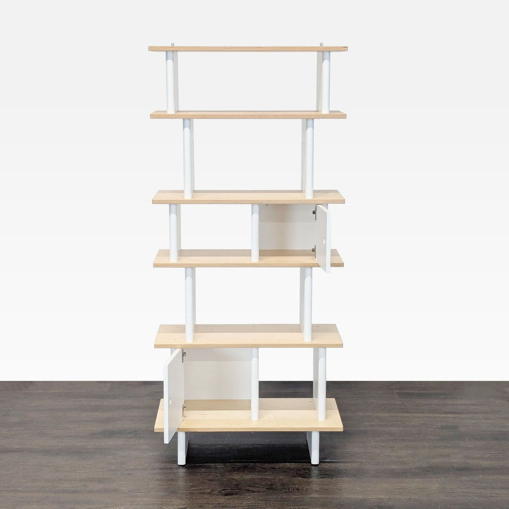 Oeuf Modern Bookshelf with White & Natural Wood Finish, 5 Shelves - Accepted Offer (33.67% discount)