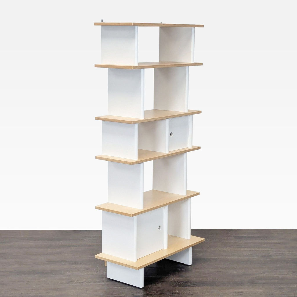 Oeuf Modern Bookshelf with White & Natural Wood Finish, 5 Shelves - Accepted Offer (33.67% discount)
