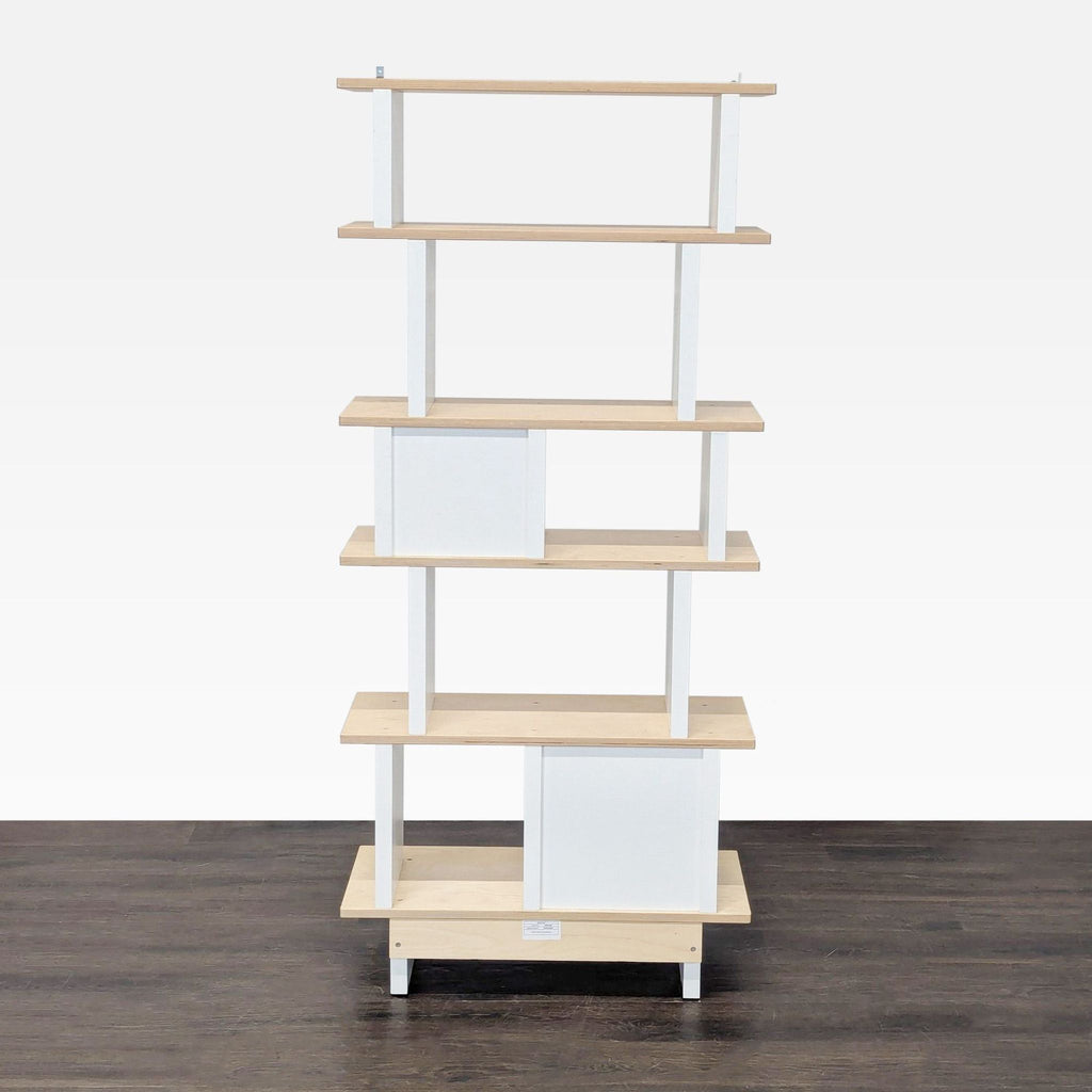 Oeuf Modern Bookshelf with White & Natural Wood Finish, 5 Shelves - Accepted Offer (33.67% discount)
