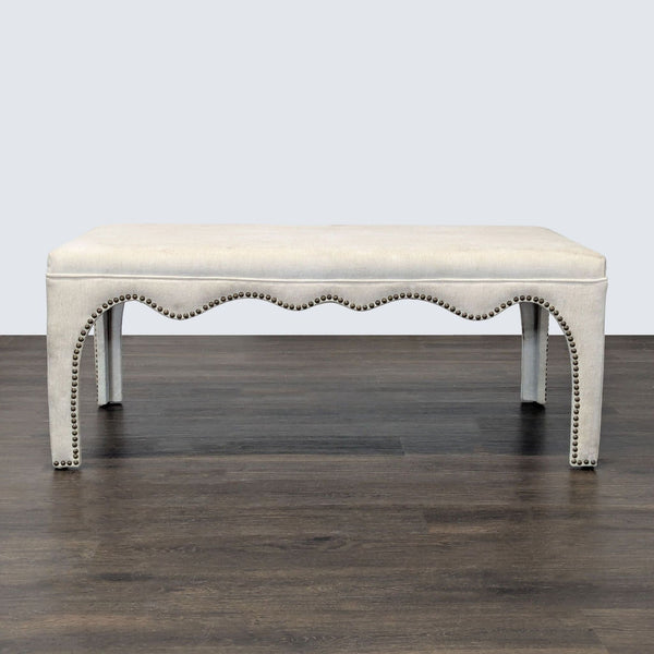 Upholstered bench with scallop apron, nailhead trim, by TOV Furniture in Stools, Ottomans & Benches.