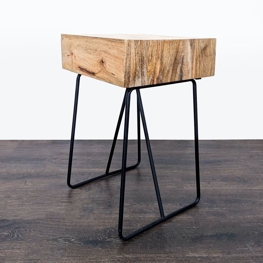 One Drawer Nightstand on Metal Base