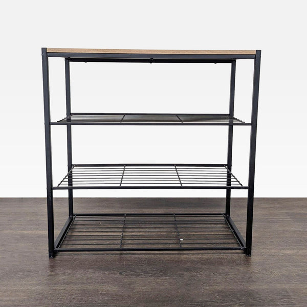 Metal Shoe Rack with Wood Top