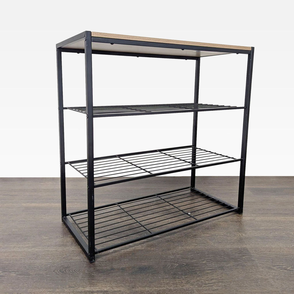 Metal Shoe Rack with Wood Top