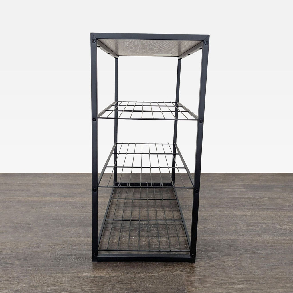 Metal Shoe Rack with Wood Top