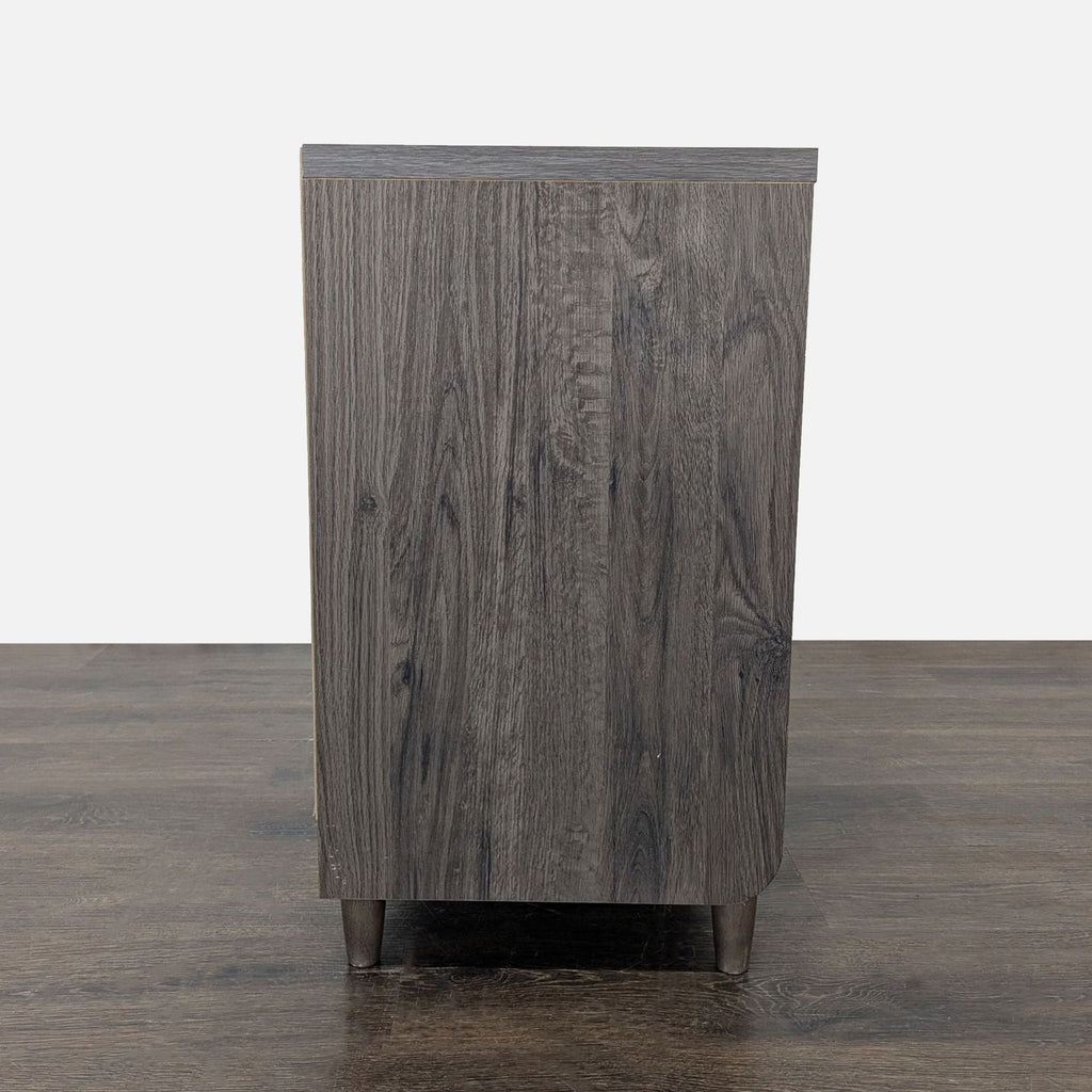 2. Round glass-top end table featuring metal legs and a compact design.