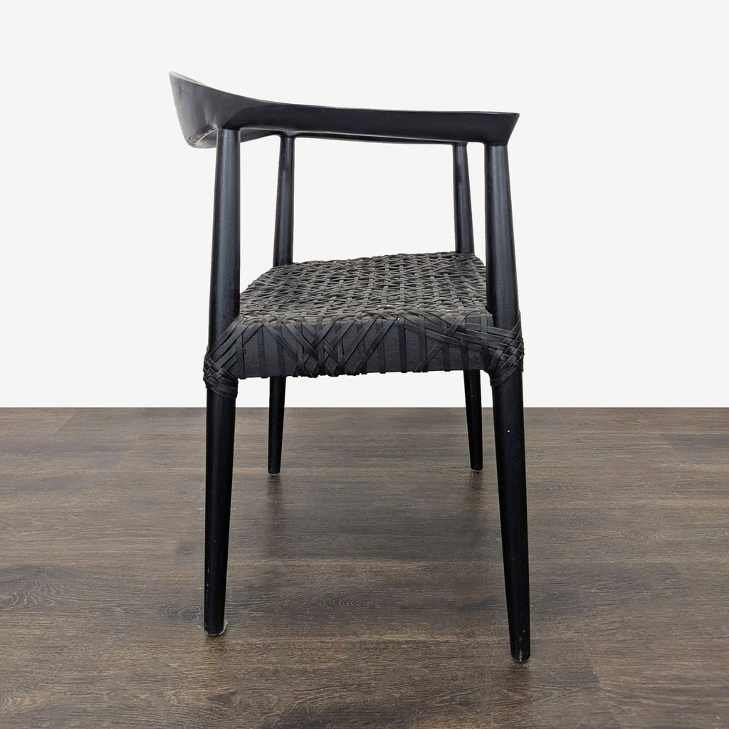 Safavieh Home Wade Black Teak Wood Armchair with Woven Leather Web Seat