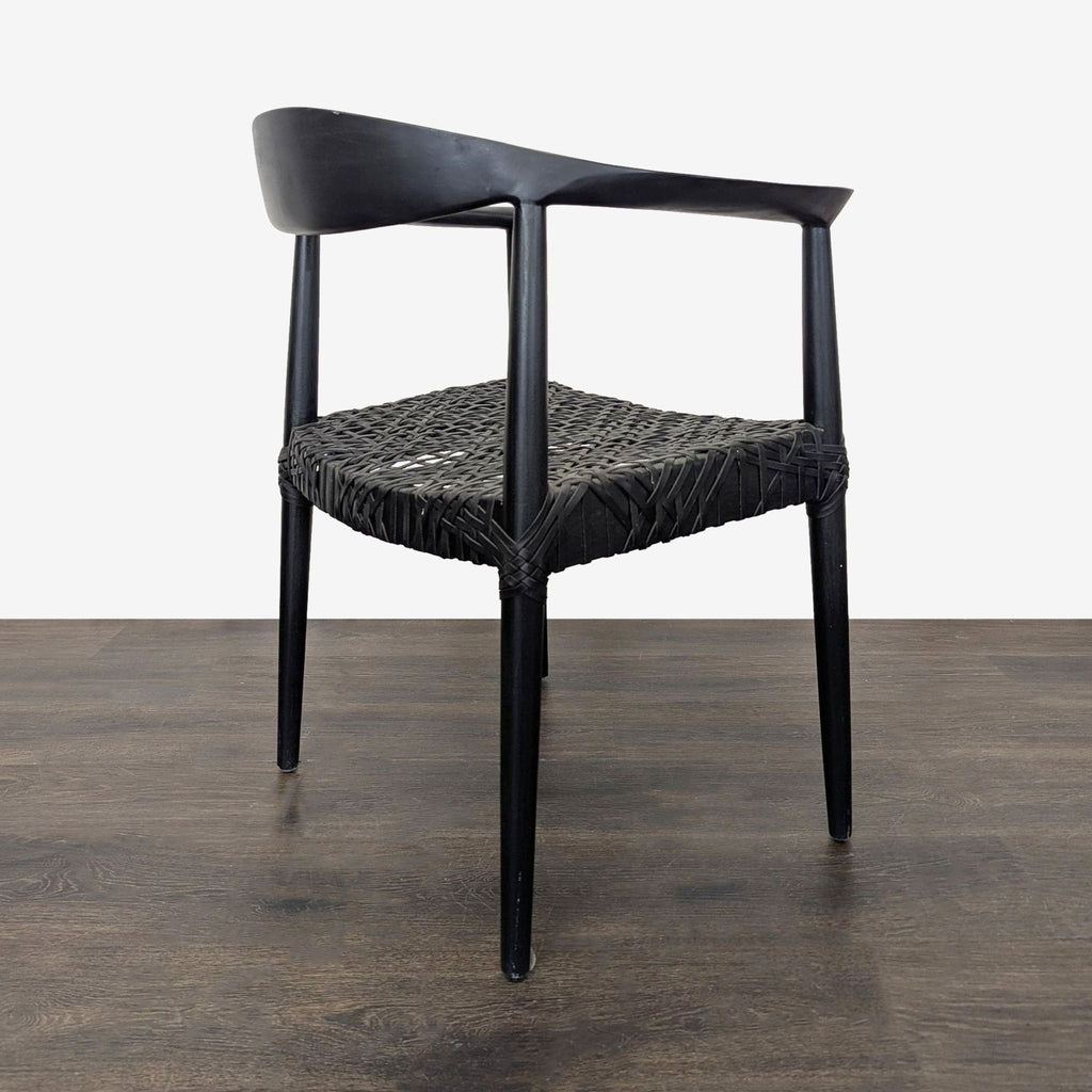 Safavieh Home Wade Black Teak Wood Armchair with Woven Leather Web Seat
