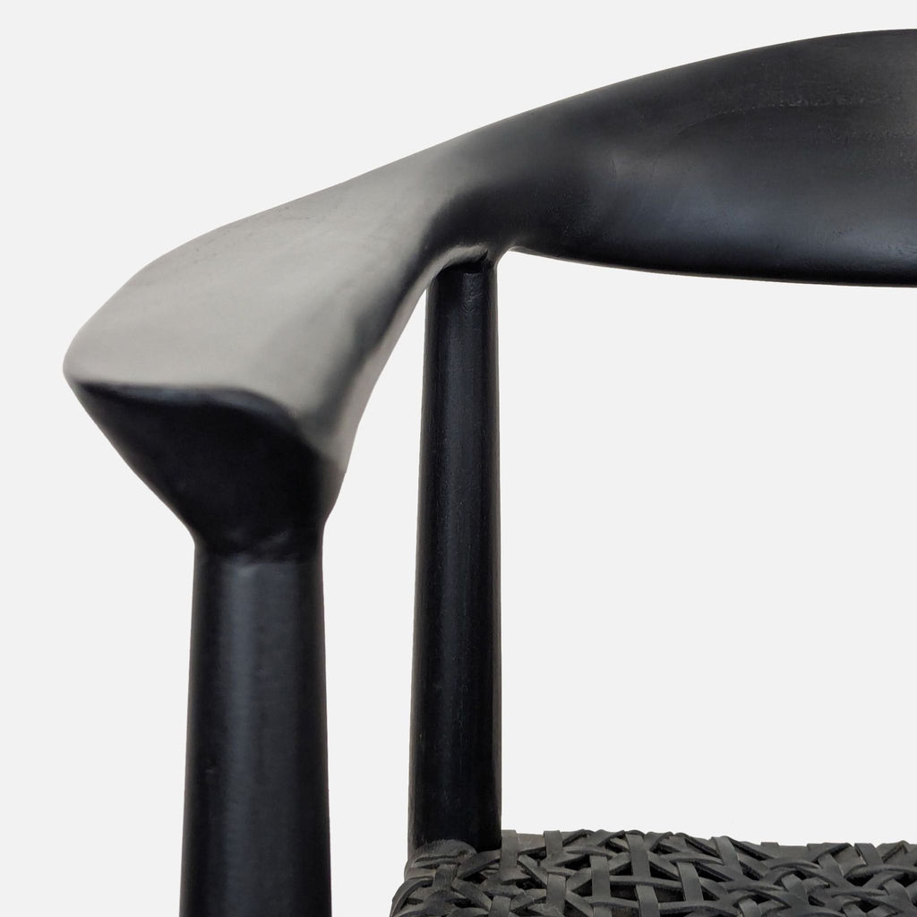 Safavieh Home Wade Black Teak Wood Armchair with Woven Leather Web Seat