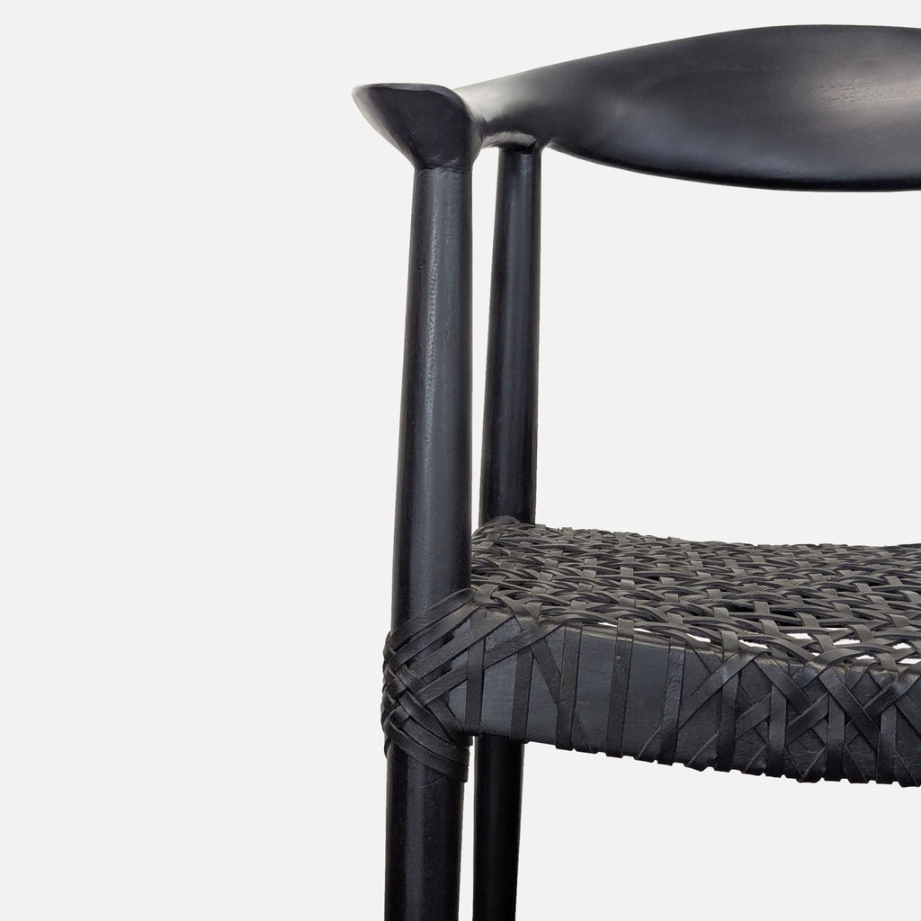 Safavieh Home Wade Black Teak Wood Armchair with Woven Leather Web Seat