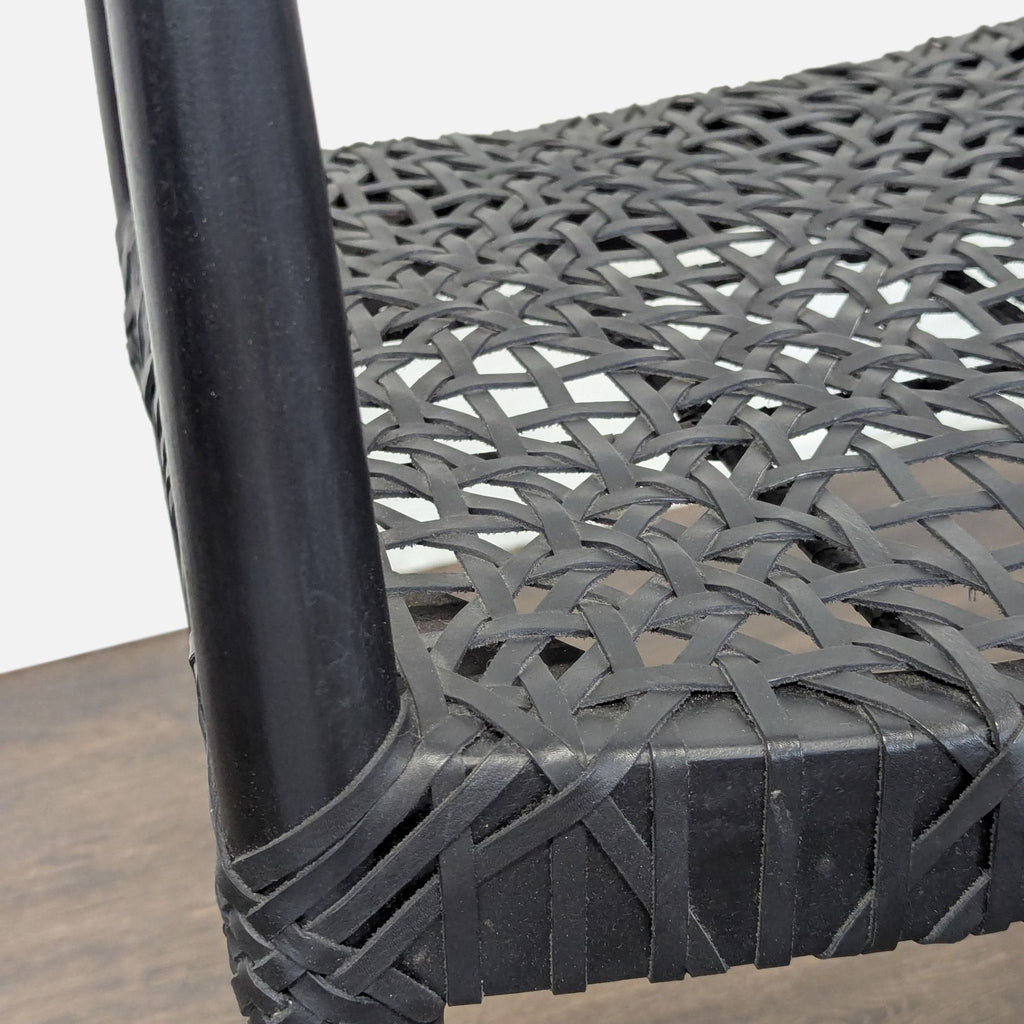 Safavieh Home Wade Black Teak Wood Armchair with Woven Leather Web Seat